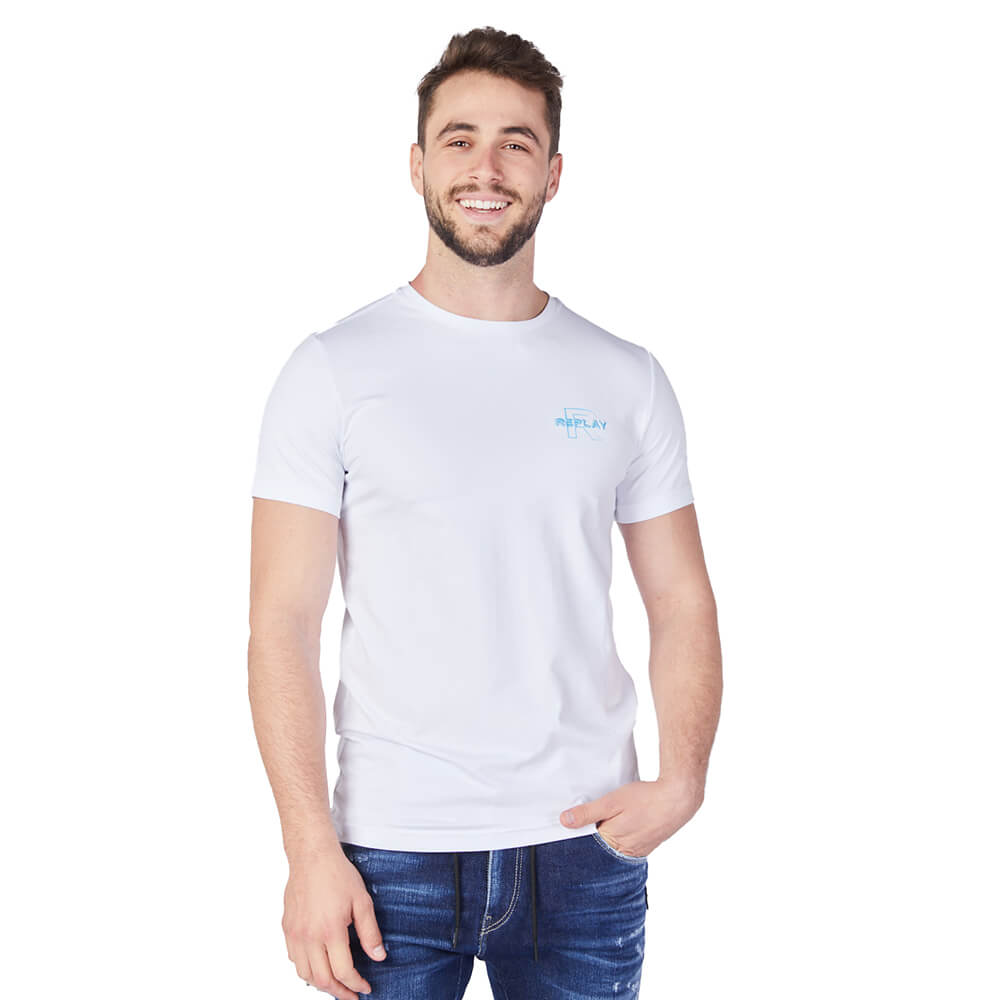 חולצת טישרט ריפליי קצרה לוגו בגב גברים