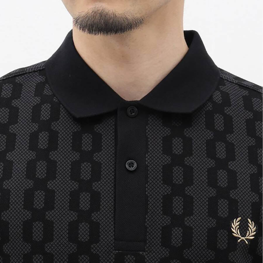 חולצת פולו פרד פרי Cable Print גברים