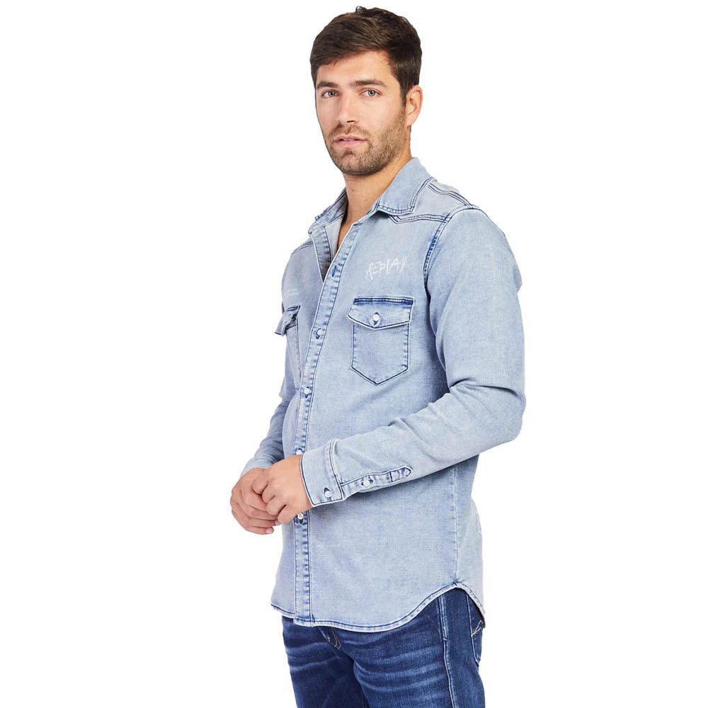 חולצת ג'ינס מכופתרת Denim גברים - rpy-24166871-87-2XL