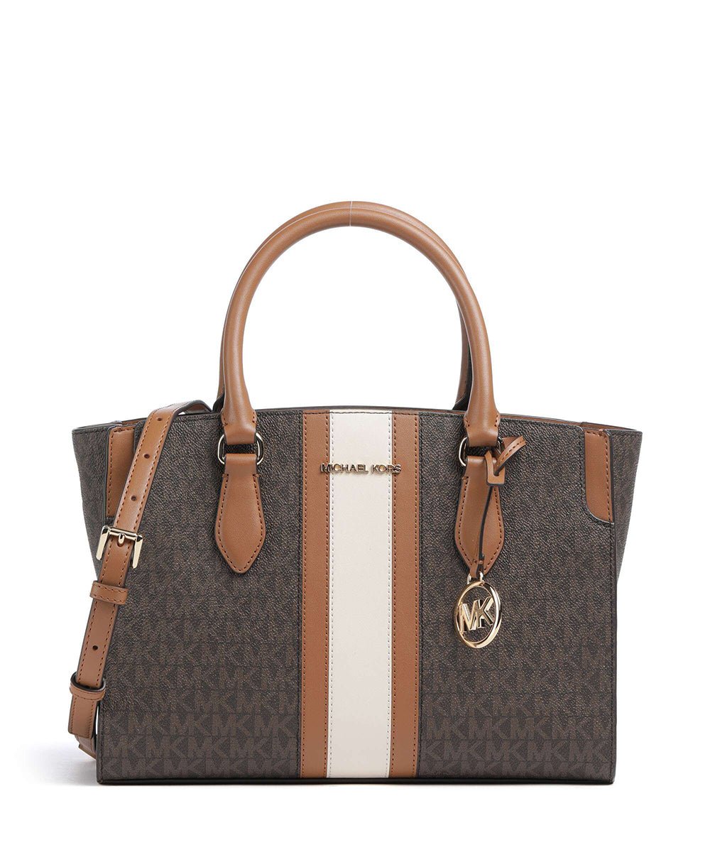 תיק מייקל קורס Becca Medium Signature Logo Stripe Satchel נשים