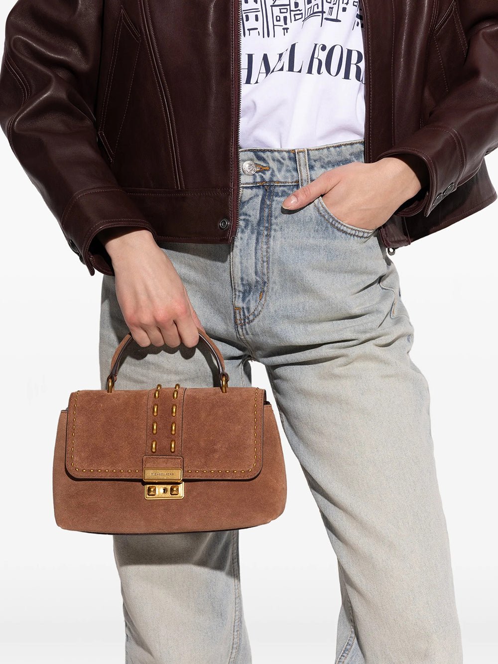 תיק מייקל קורס Medium Tribeca Studded Top-Handle Satchel נשים