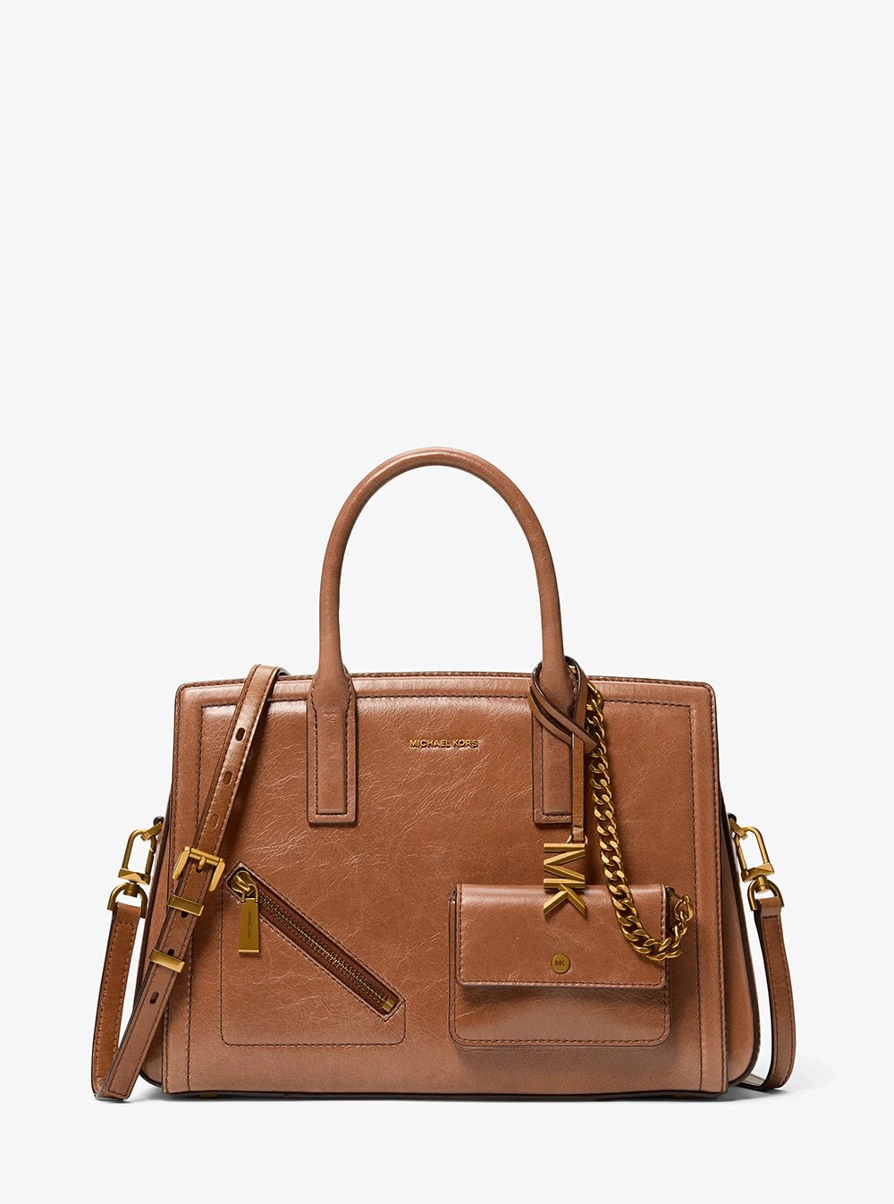 תיק מייקל קורס Laila Medium Crackled Leather Satchel With Card Case נשים
