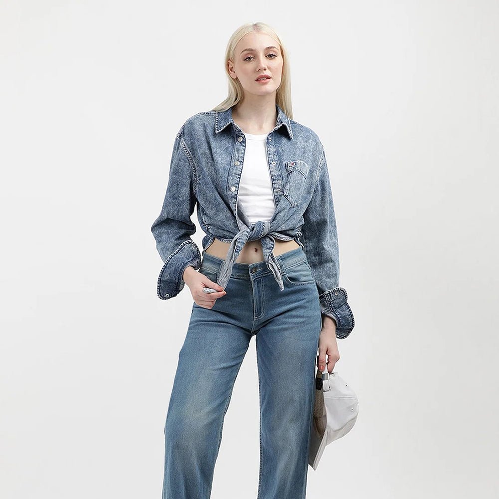 ג'קט ג'ינס טומי הילפיגר Front Tie Chambray נשים