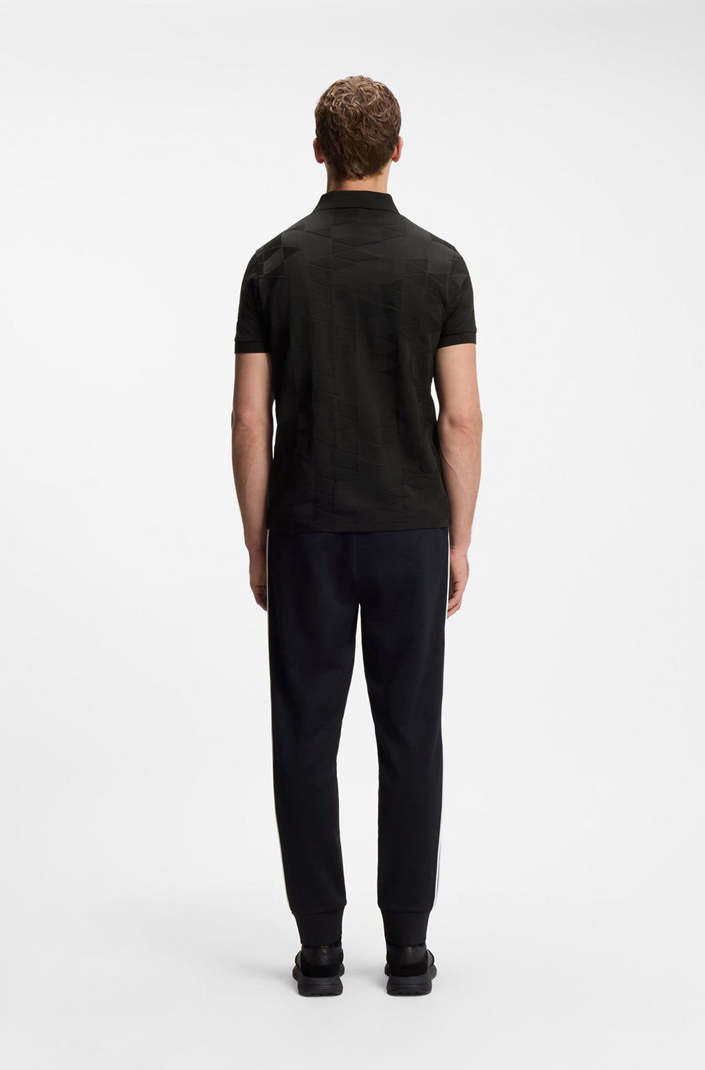 חולצת פולו הוגו בוס Cotton Knit Polo With 3D Jacquard Design גברים