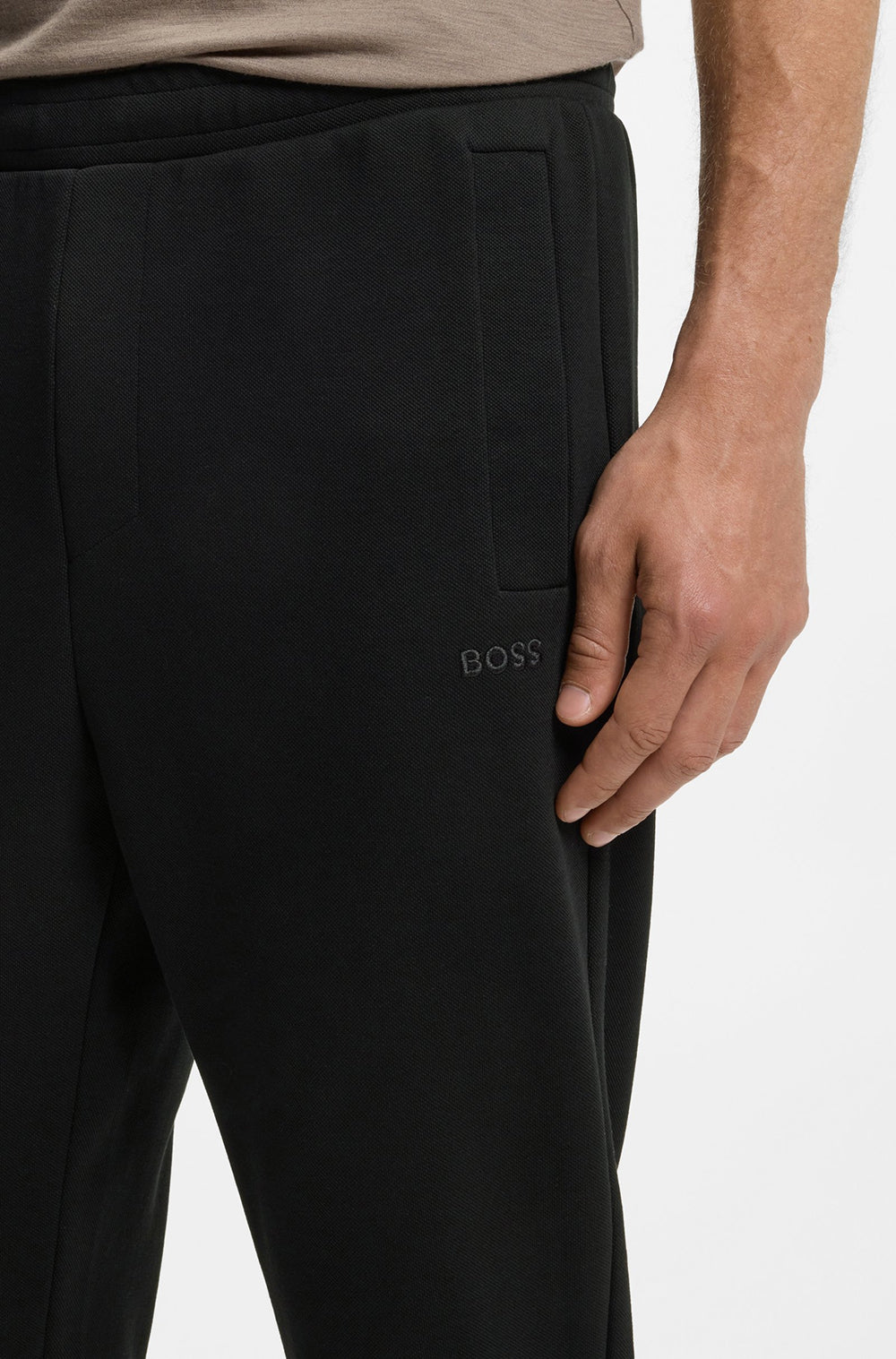 מכנס ארוך הוגו בוס Cotton-Blend Sweatpants With Embroidered Logo גברים