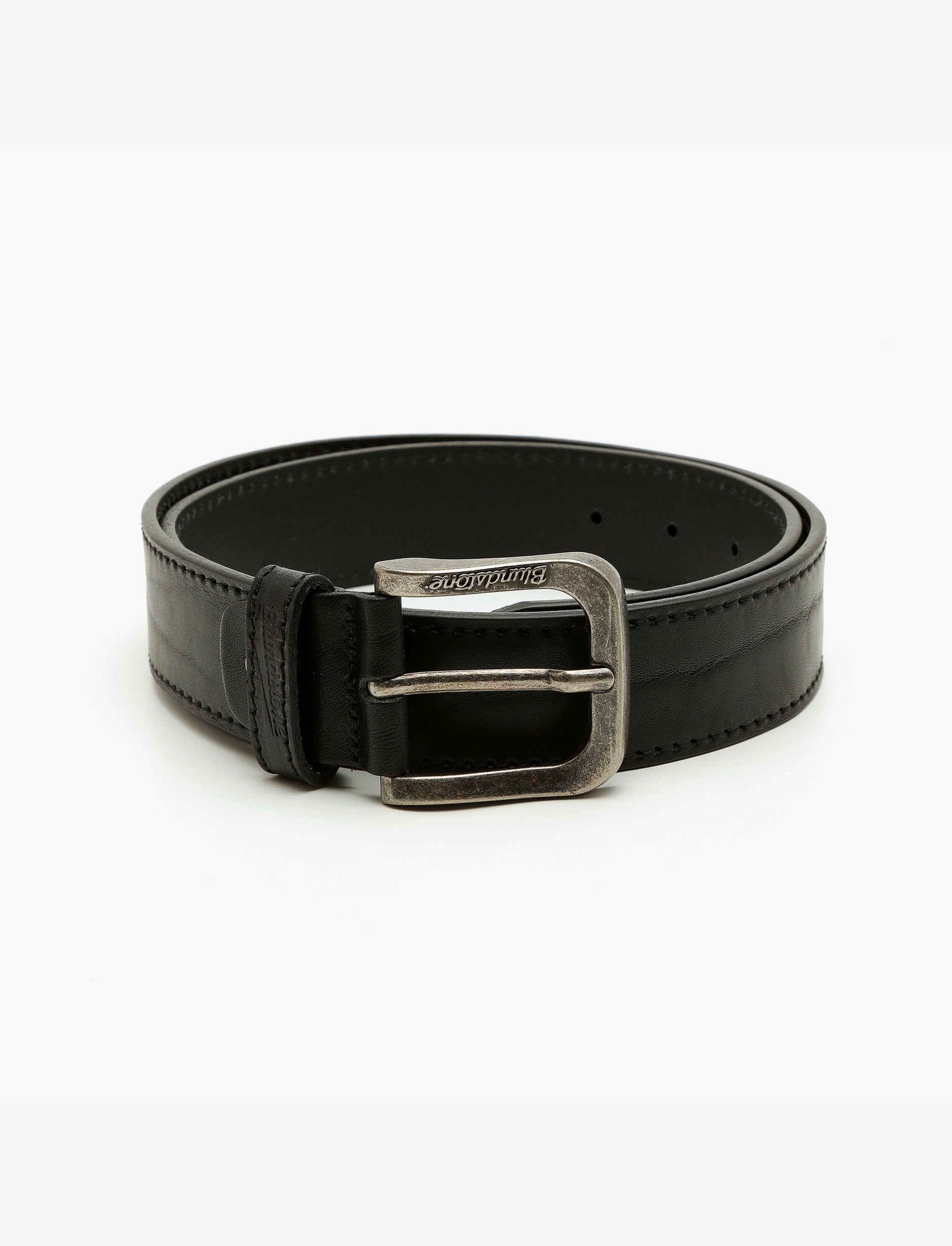 Blundstone - חגורת עור שחורה עם הטבעת תפר 4 ס''מ