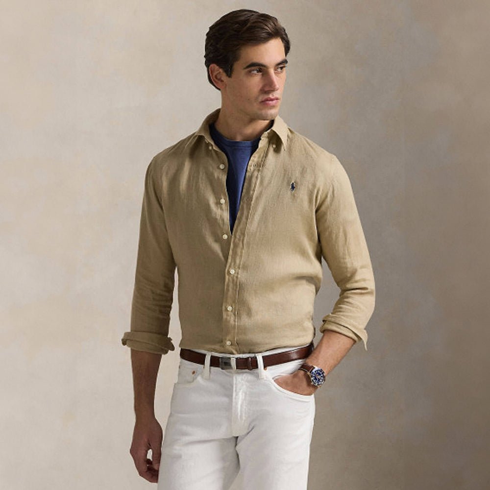 חולצה מכופתרת פולו ראלף לורן Custom Fit Linen גברים