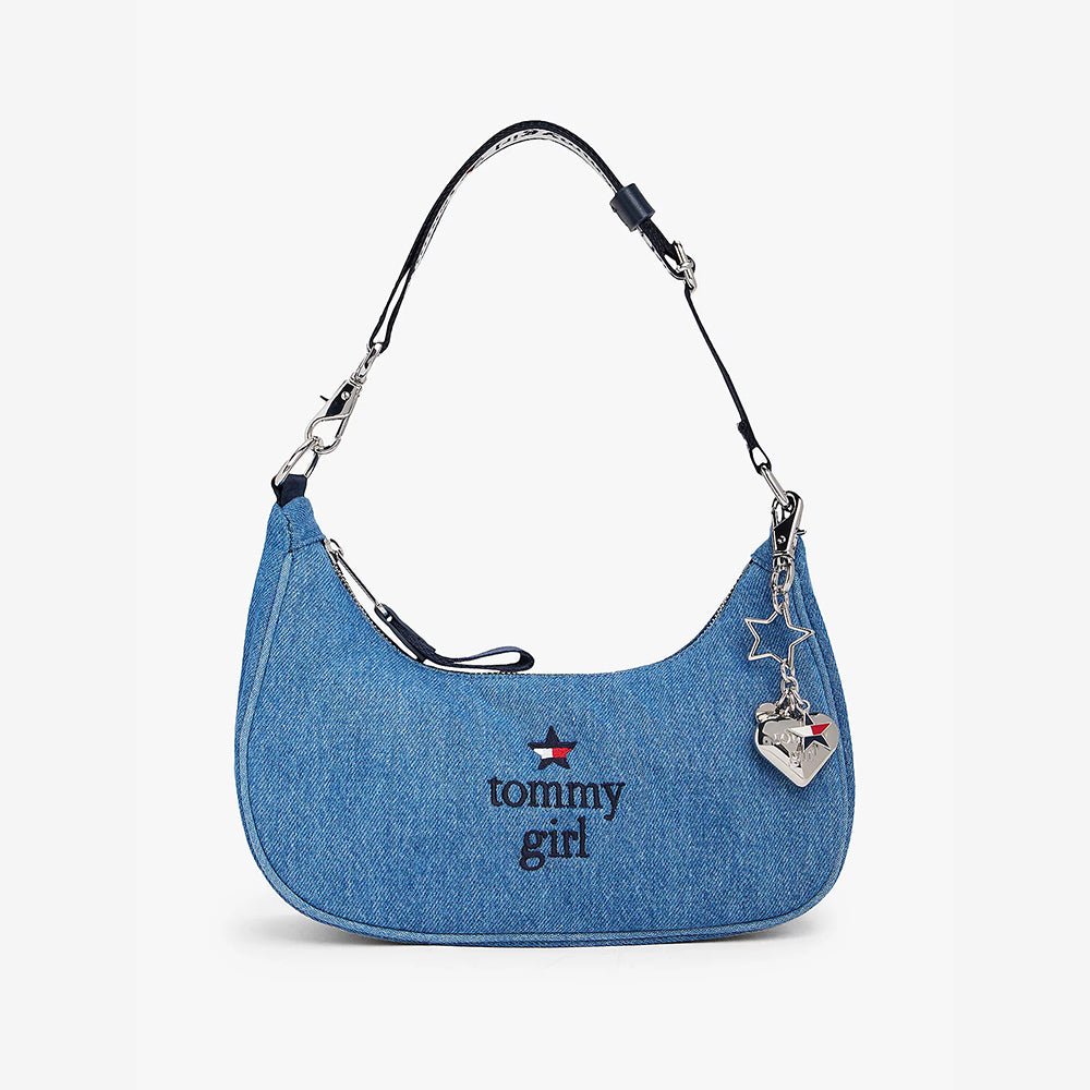 תיק טומי הילפיגר Tommy Girl Logo Charm Denim Shoulder נשים