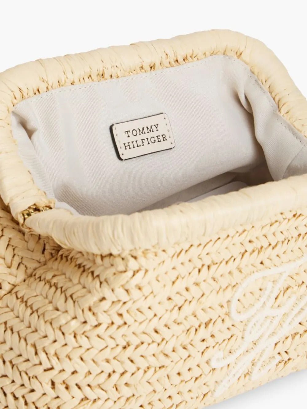 תיק טומי הילפיגר Raffia Textured Logo Clutch נשים