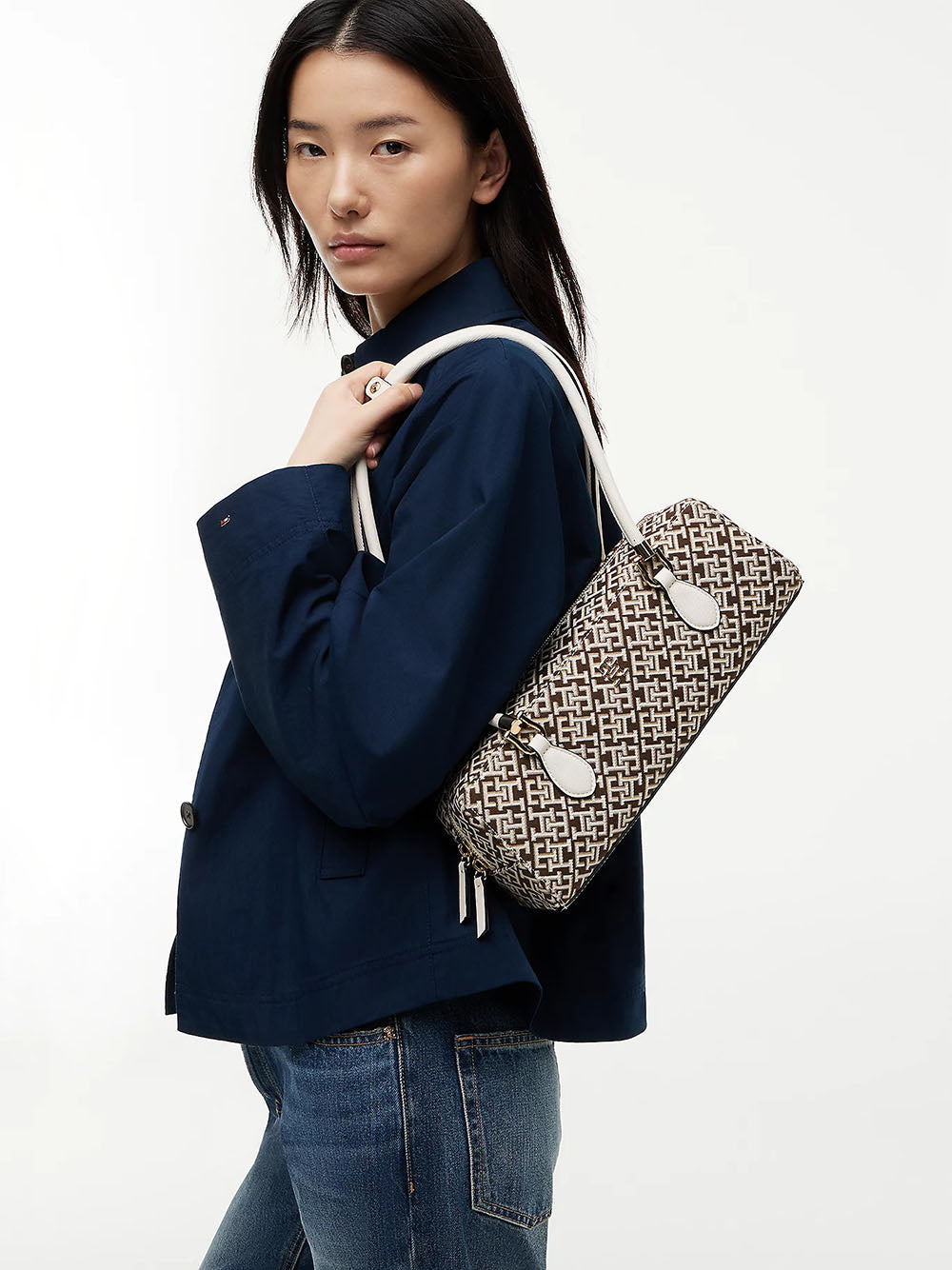 תיק טומי הילפיגר Textile Jacquard Rectangular Shoulder נשים