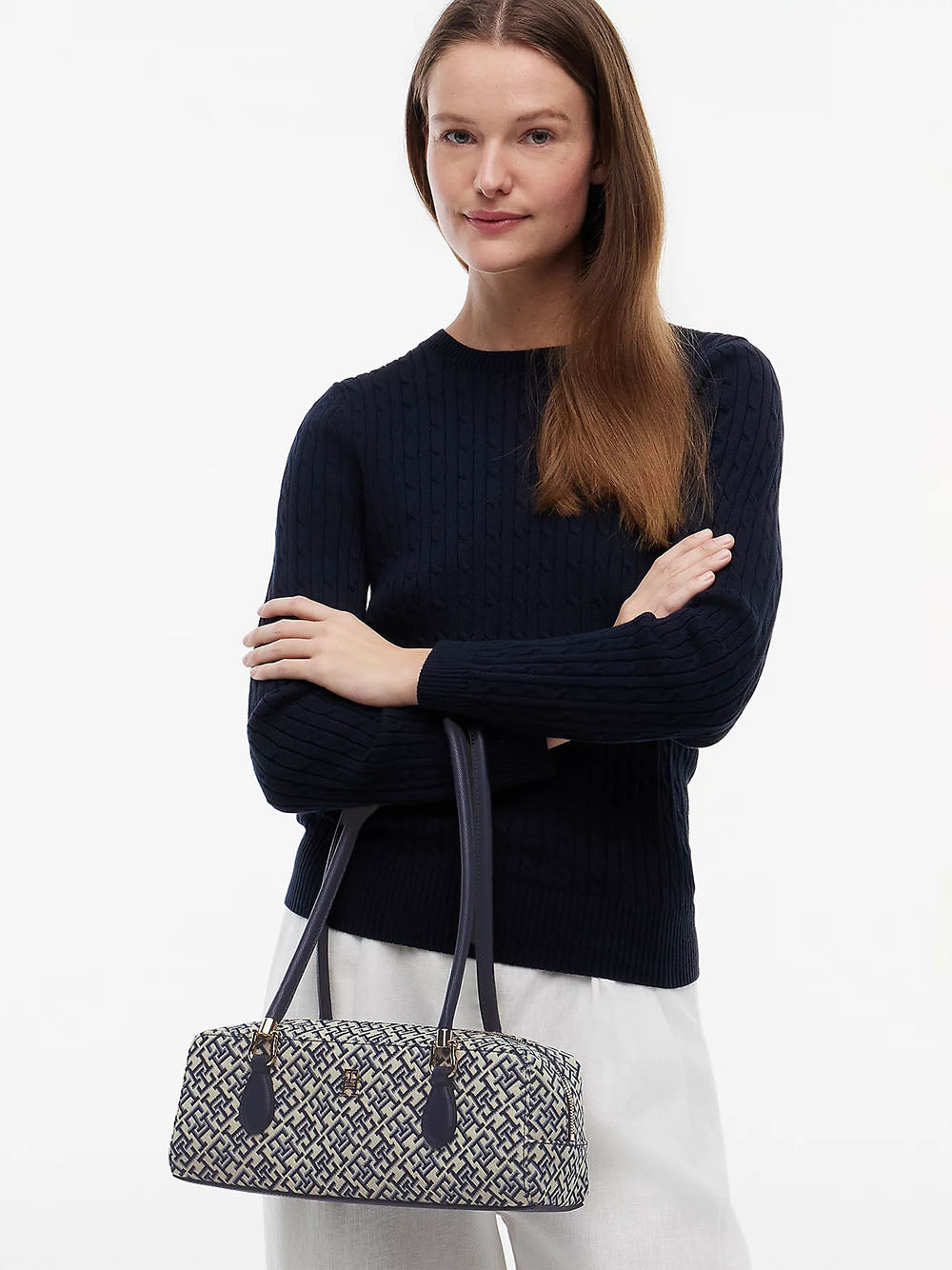 תיק טומי הילפיגר Textile Jacquard Rectangular Shoulder נשים
