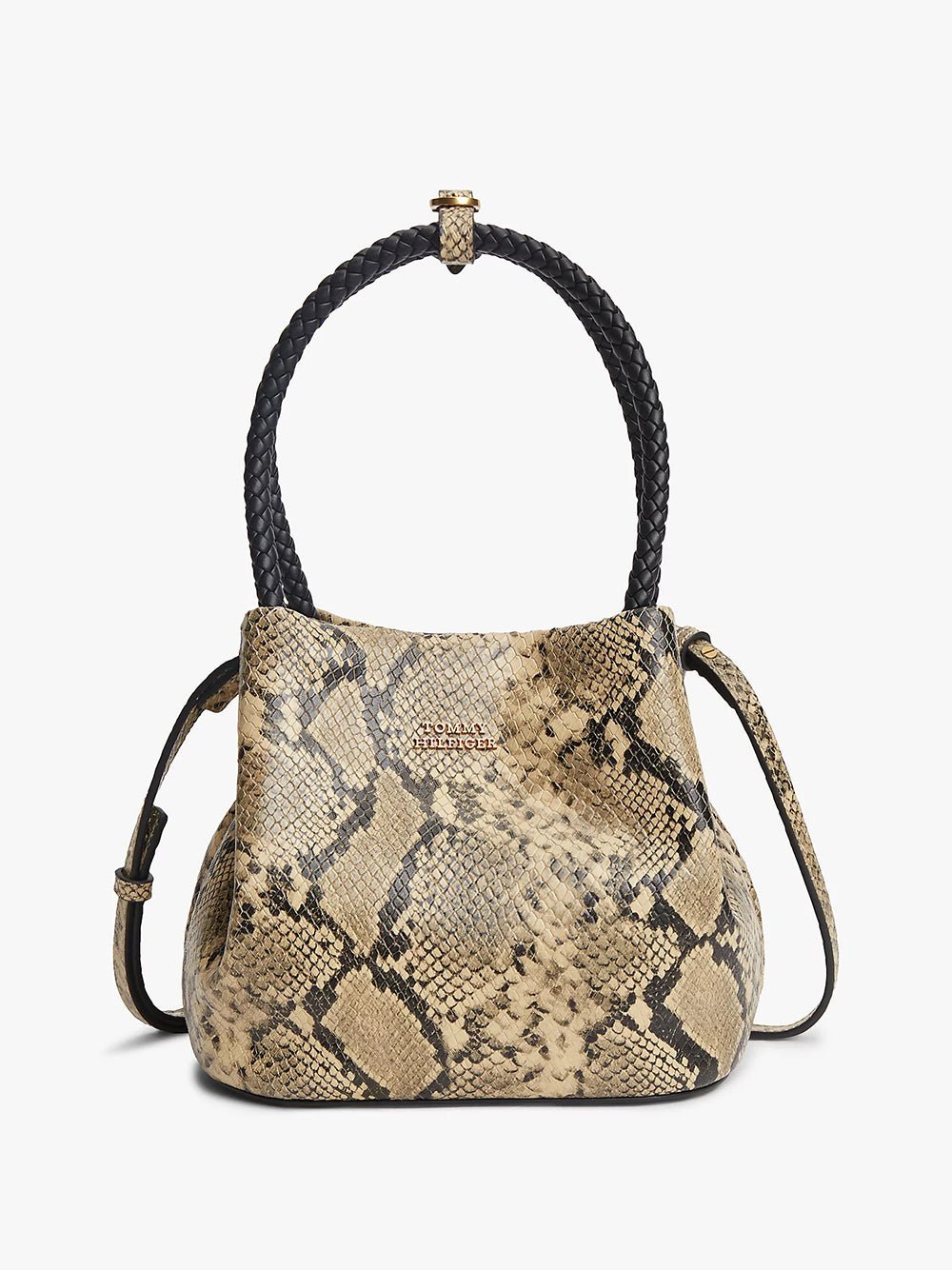 תיק טומי הילפיגר Convertible Snake Print Leather Bucket נשים - thr-AW0AW18909-0F4-One-Size