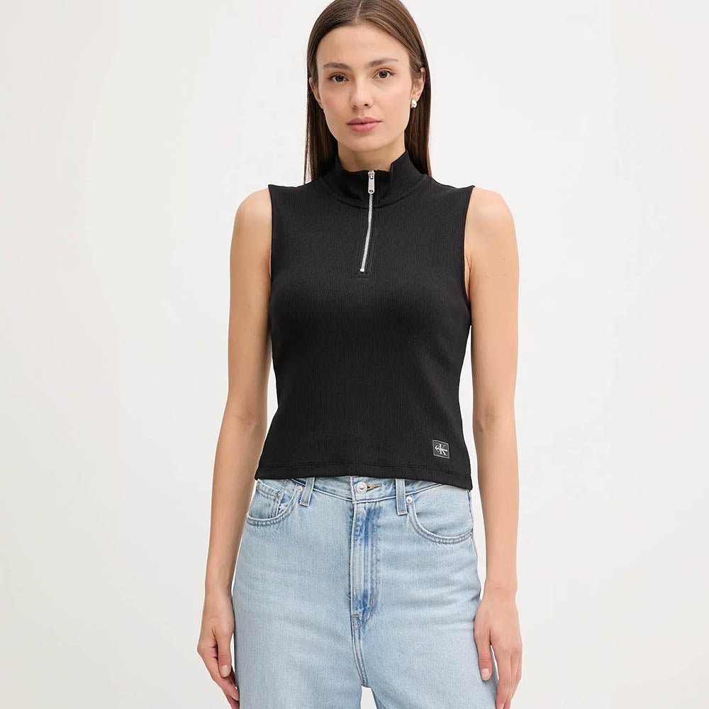 גופיה קלווין קליין Sleeveless Quarter Zip Top נשים