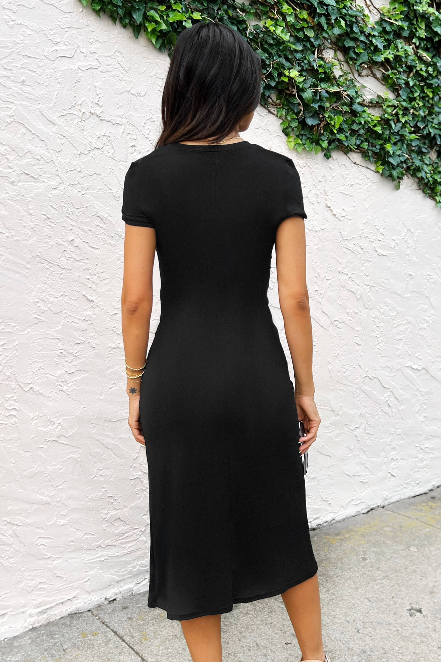 שמלה Cupshe Zola Round Neck Ruching Short Sleeve Dress נשים
