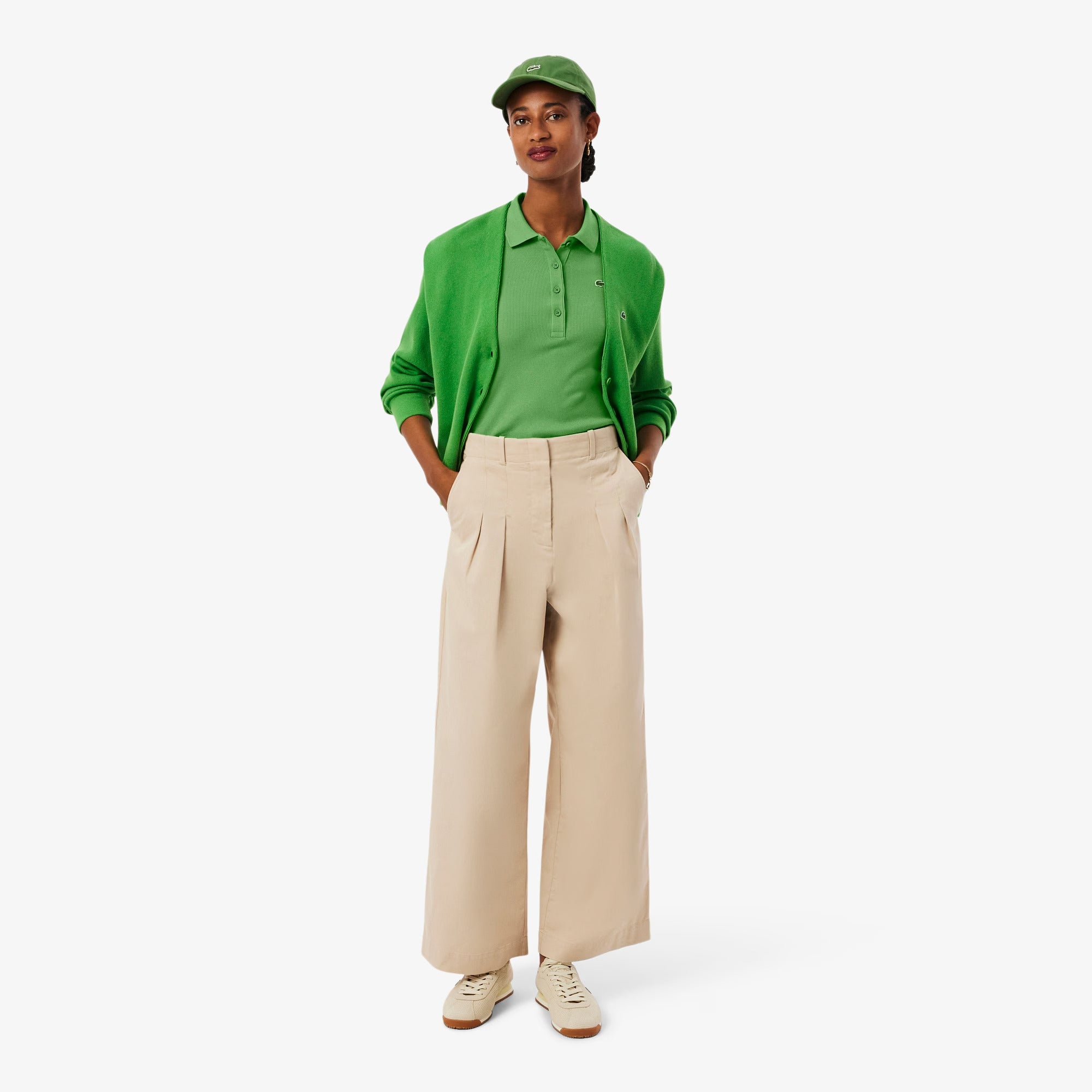 חולצת טישירט קצרה לקוסט Slim Fit L.12.D Ribbed Cotton נשים