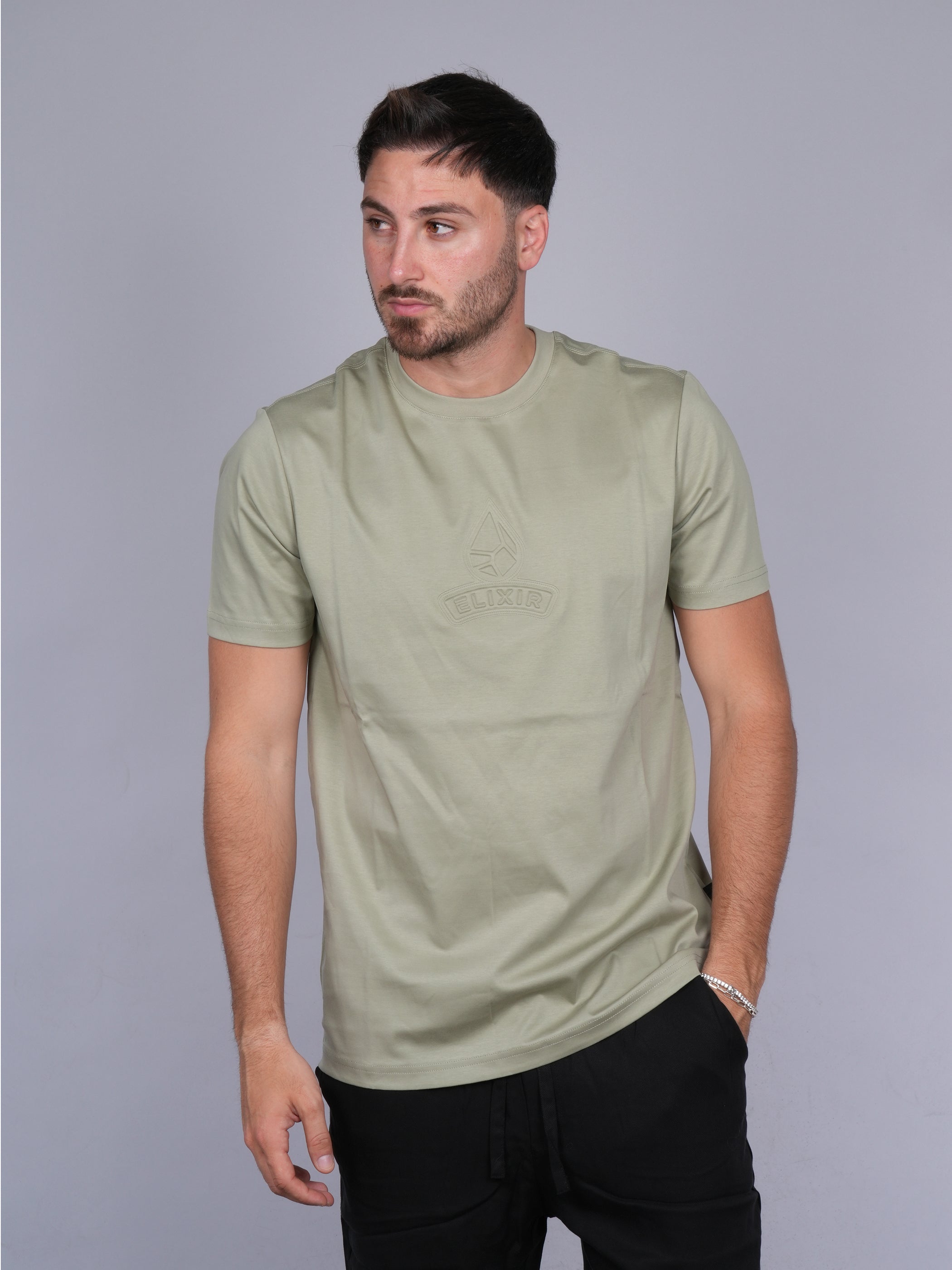 חולצת טישירט קצרה אליקסיר Center Embossed Logo גברים