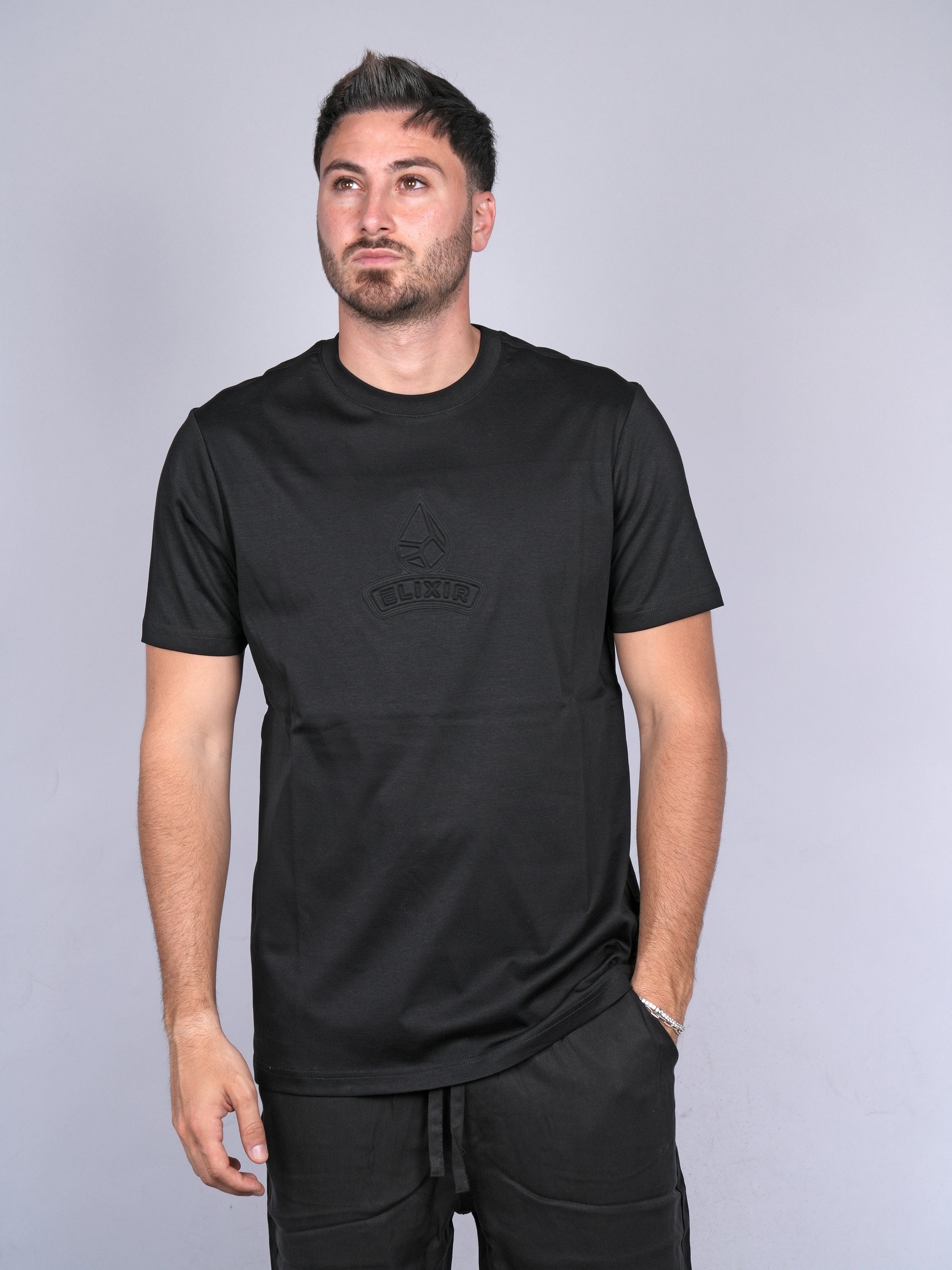 חולצת טישירט קצרה אליקסיר Center Embossed Logo גברים