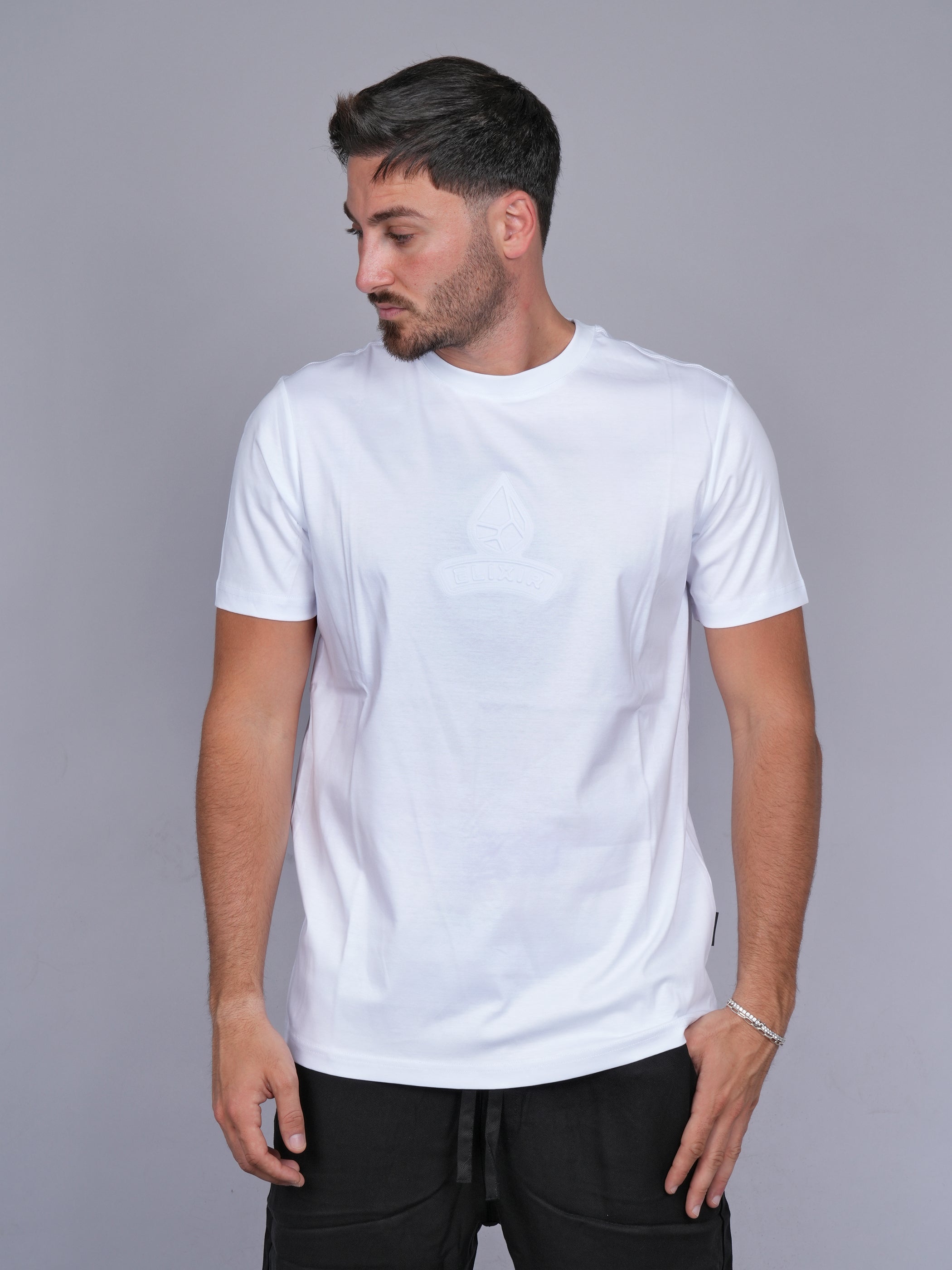 חולצת טישירט קצרה אליקסיר Center Embossed Logo גברים