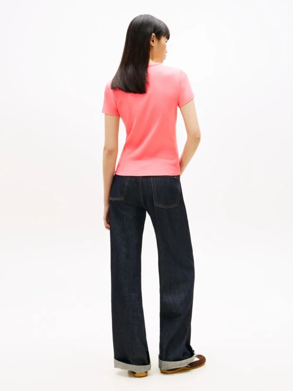 חולצת טישירט קצרה טומי הילפיגר Essential Slim Rib-Knit נשים