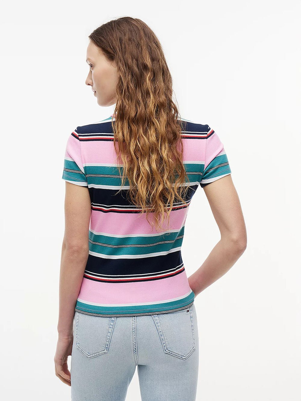 חולצת טישירט קצרה טומי הילפיגר Ribbed Slim Crew Neck נשים