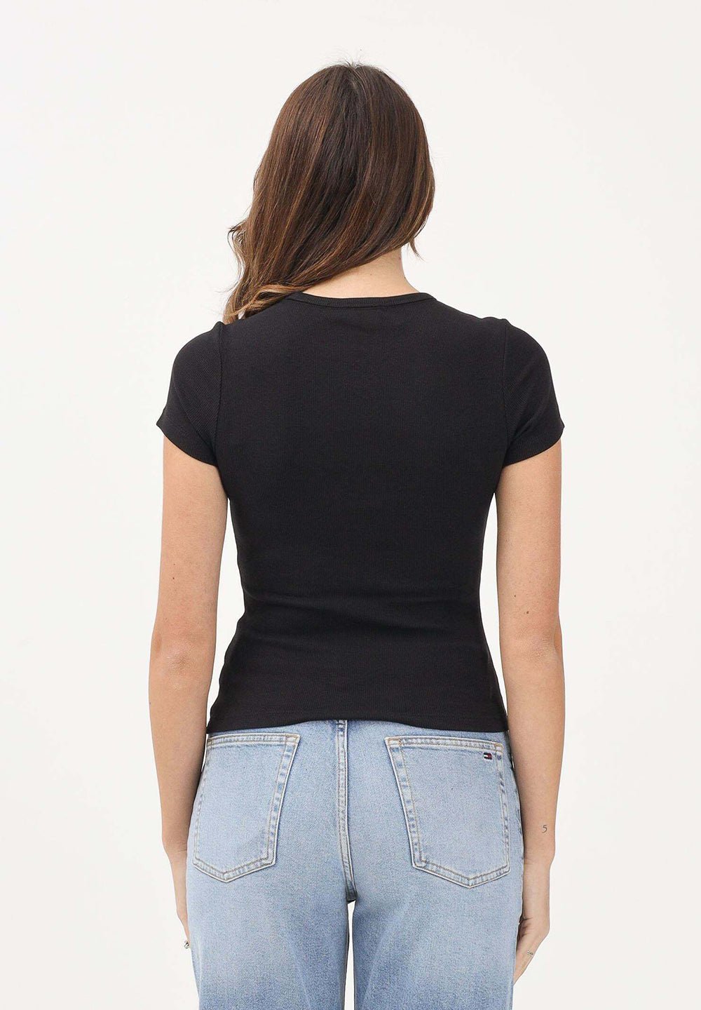 חולצת טישרט קצרה טומי הילפיגר Slim Badge Rib נשים