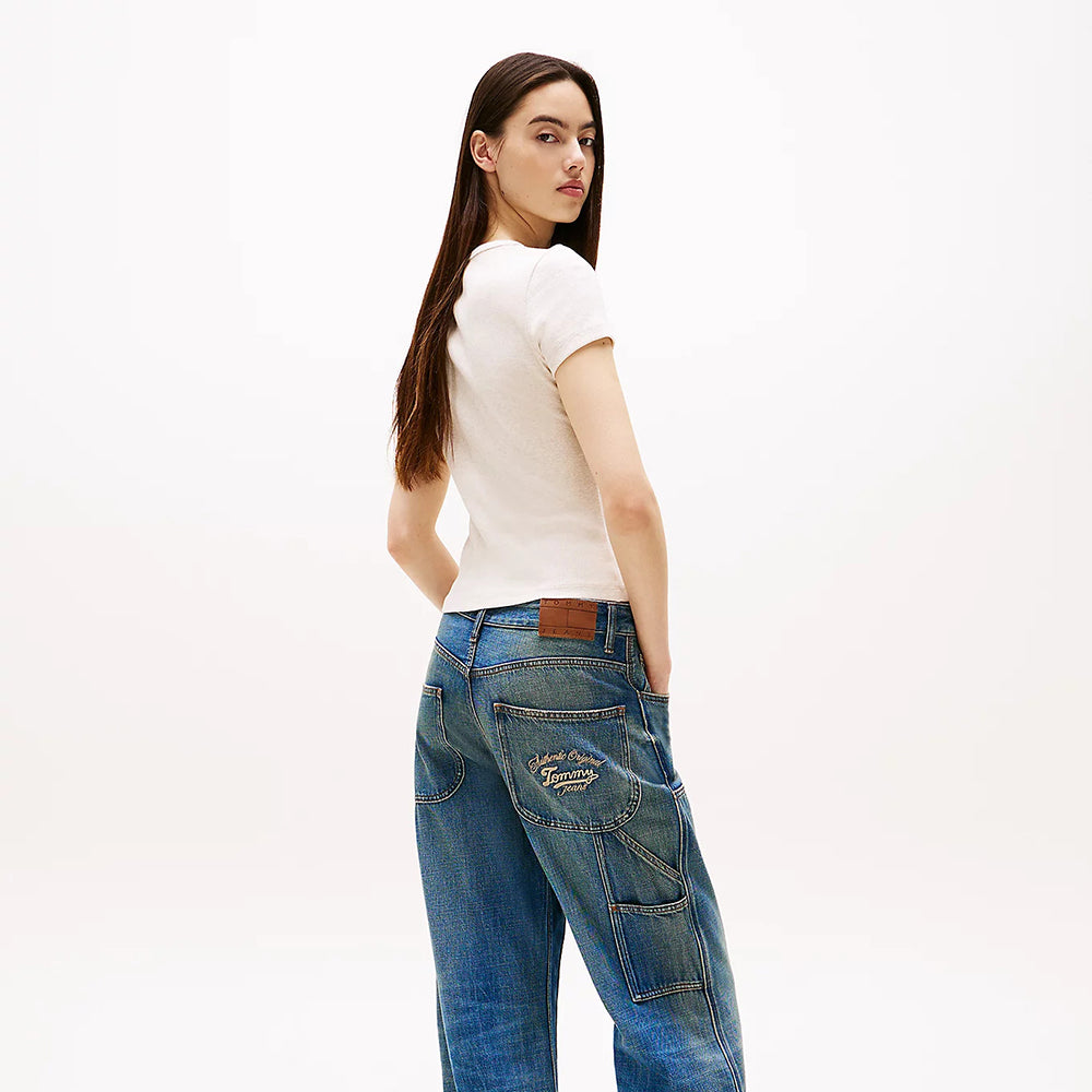 חולצת טישירט קצרה טומי הילפיגר Tommy Badge Ribbed Slim נשים