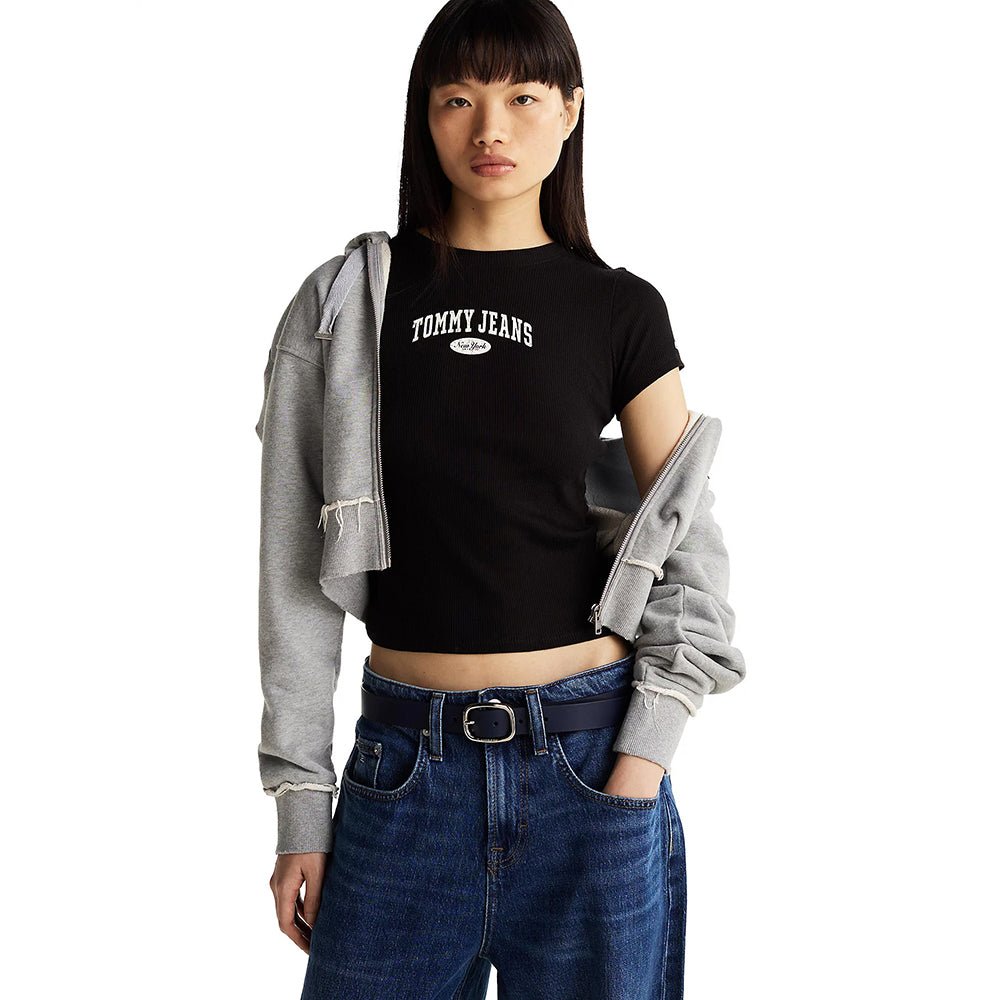 חולצת טישירט קצרה טומי הילפיגר Tjw Slim Varsity Rib Tee Ext נשים