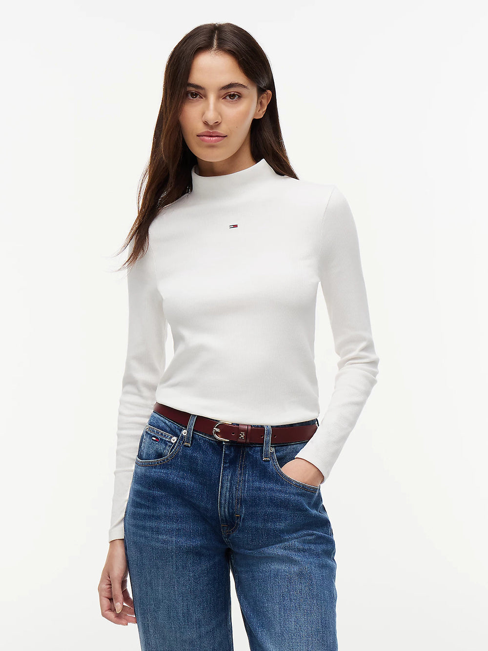 חולצת טישירט ארוכה טומי הילפיגר Slim Mock Neck נשים
