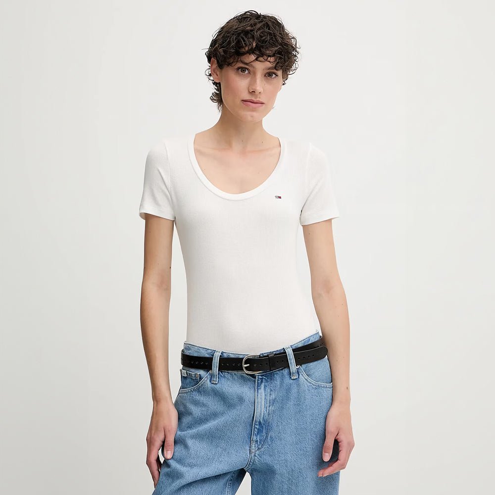 חולצת טישירט קצרה טומי הילפיגר Reg Soft Rib Essential נשים