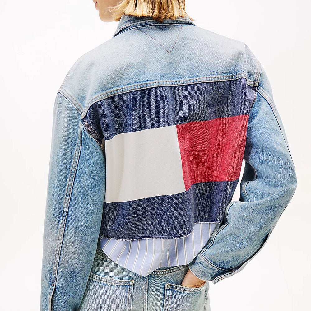 ג'קט טומי הילפיגר Back Logo Oversized Cropped Denim נשים