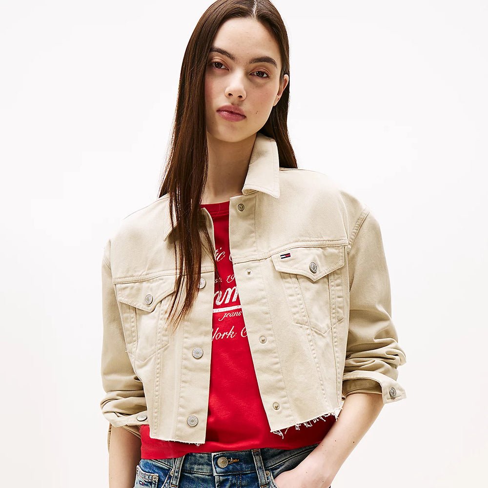 ג'קט טומי הילפיגר Back Logo Cropped Denim נשים