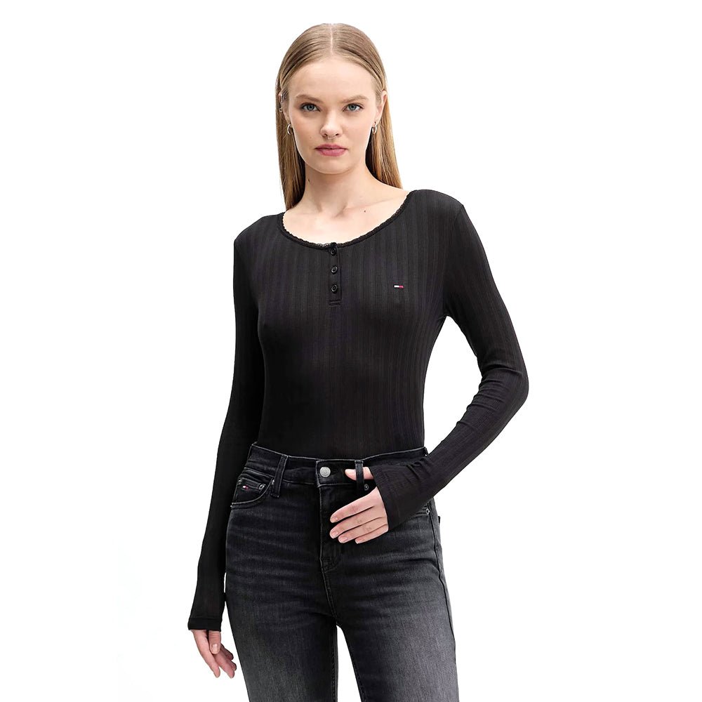 חולצת טישירט ארוכה טומי הילפיגר Slim Irregular Rib נשים