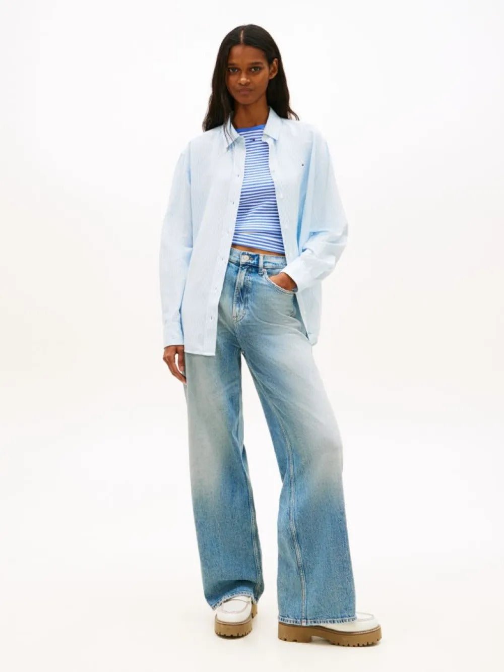 חולצה מכופתרת טומי הילפיגר Relaxed Fit Linen Blend נשים