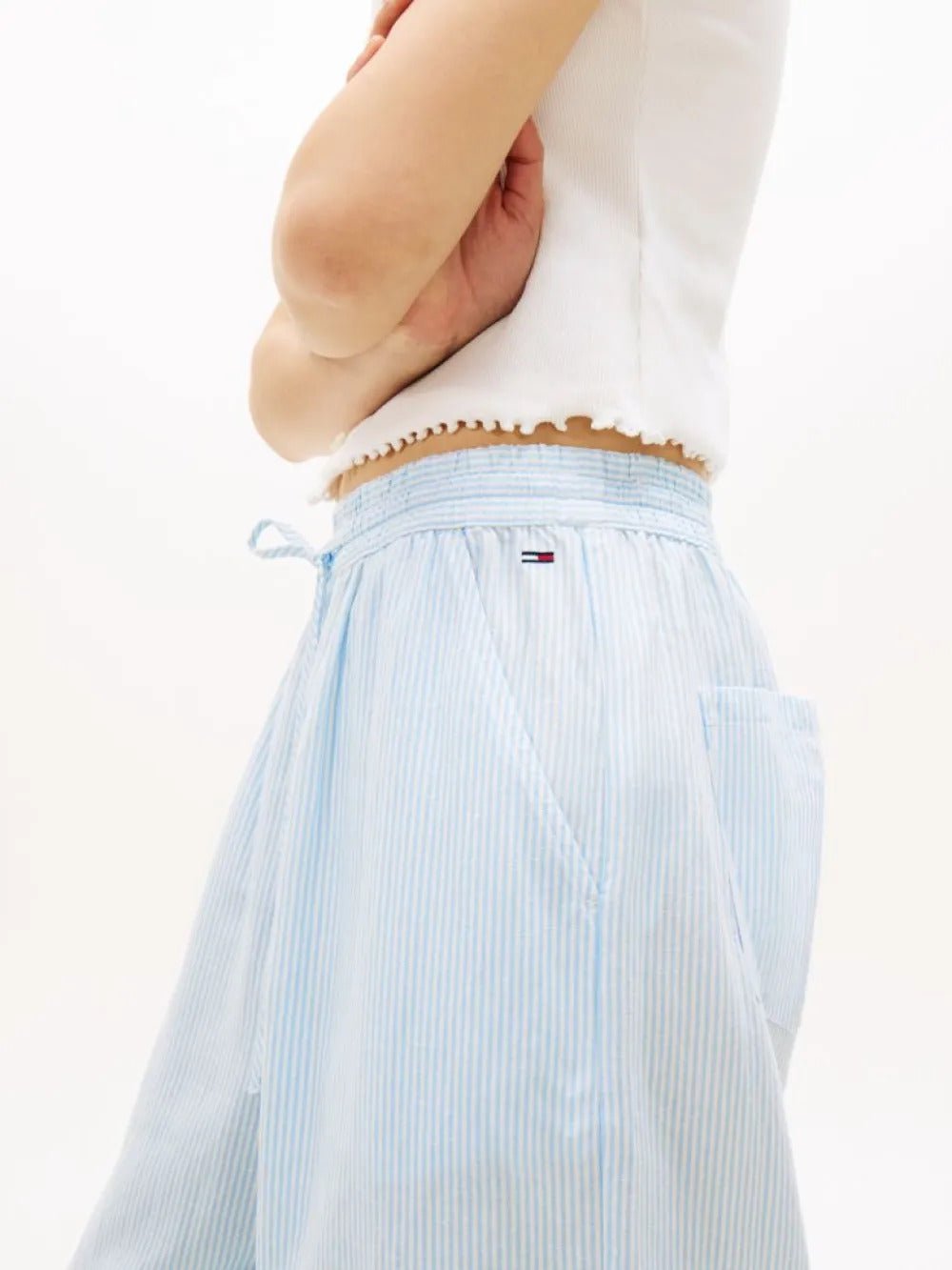 מכנס ארוך טומי הילפיגר Loose Linen Blend Drawstring Trousers נשים