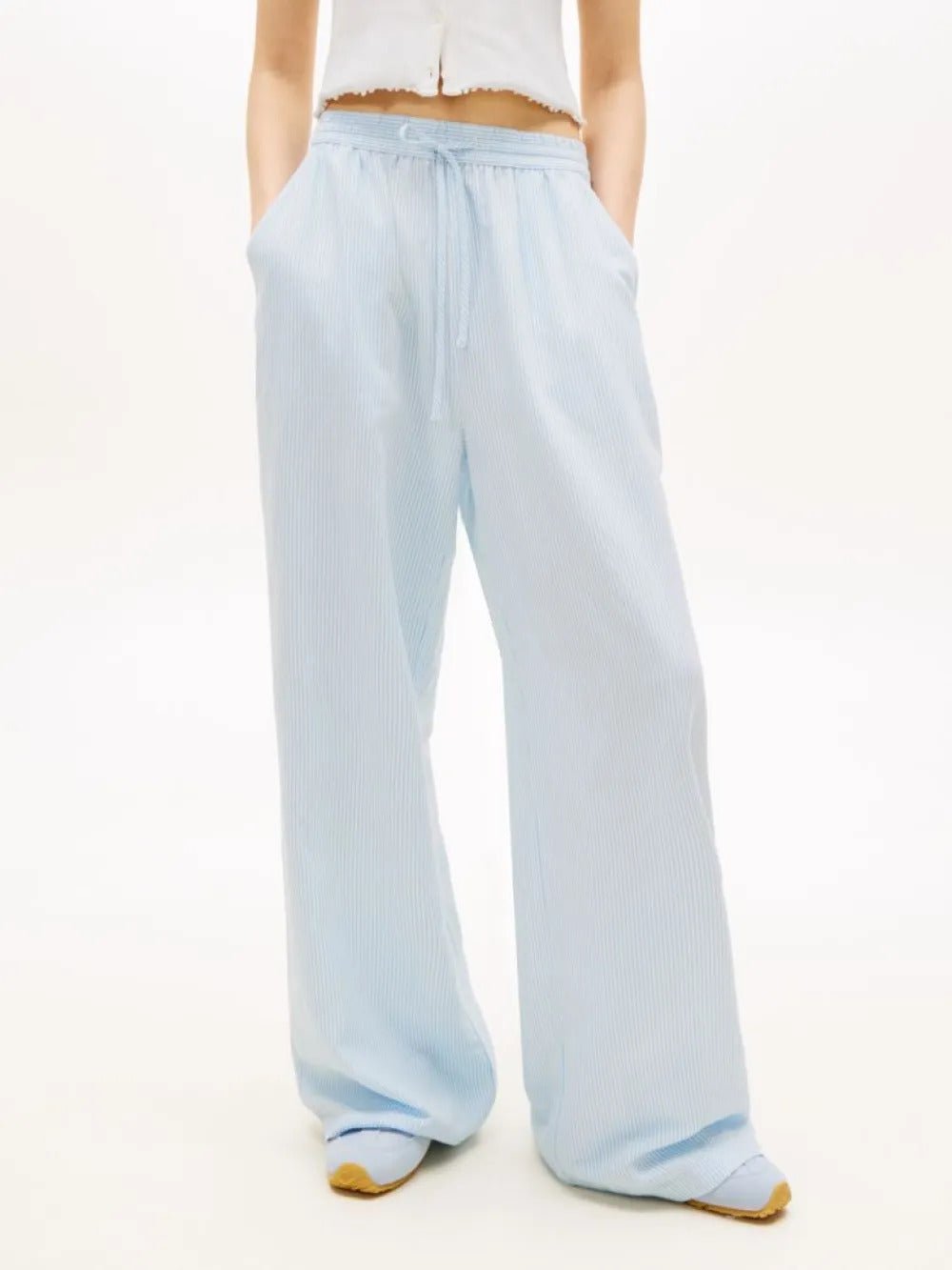 מכנס ארוך טומי הילפיגר Loose Linen Blend Drawstring Trousers נשים