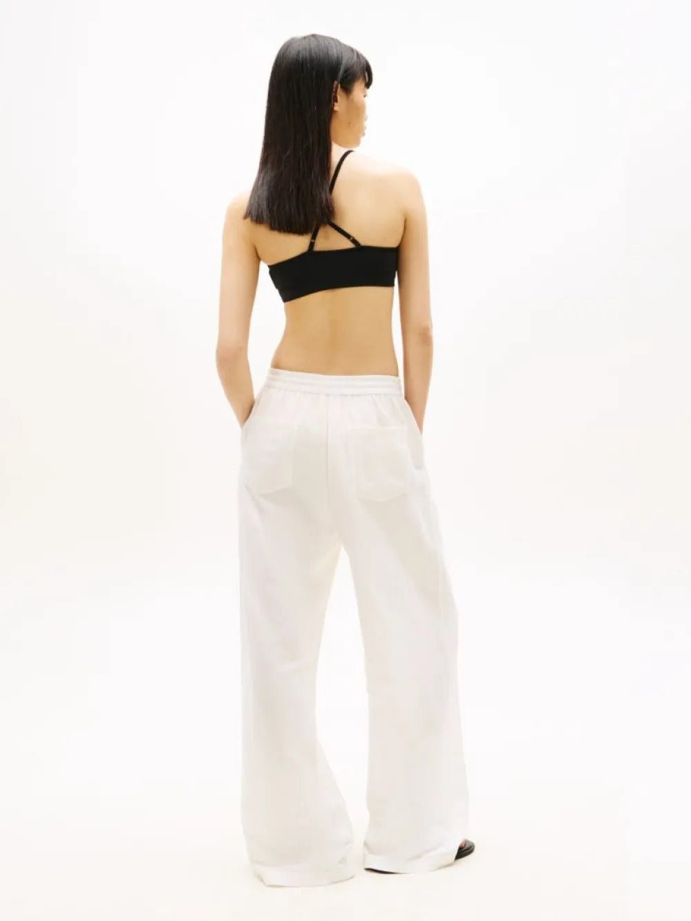 מכנס ארוך טומי הילפיגר Loose Linen Blend Drawstring Trousers נשים