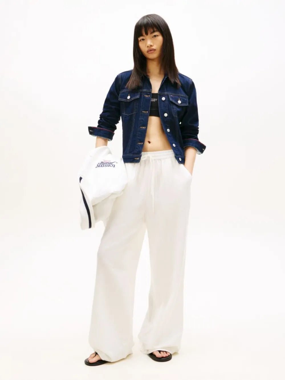 מכנס ארוך טומי הילפיגר Loose Linen Blend Drawstring Trousers נשים