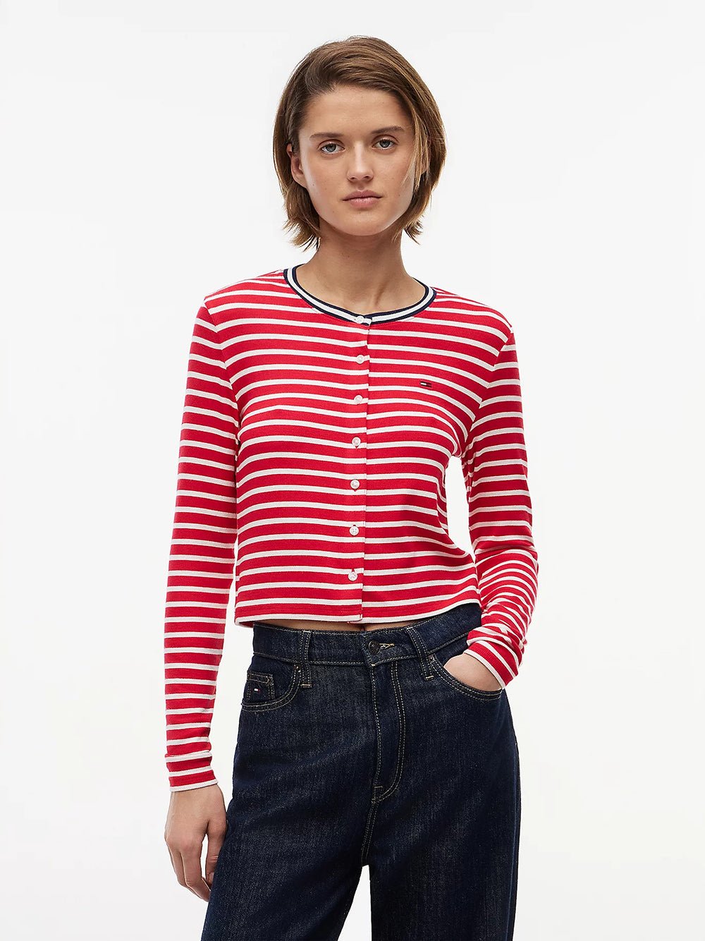 חולצת טישירט ארוכה טומי הילפיגר Slim Jersey Cardigan נשים - thr-DW0DW22805-0EX-XS
