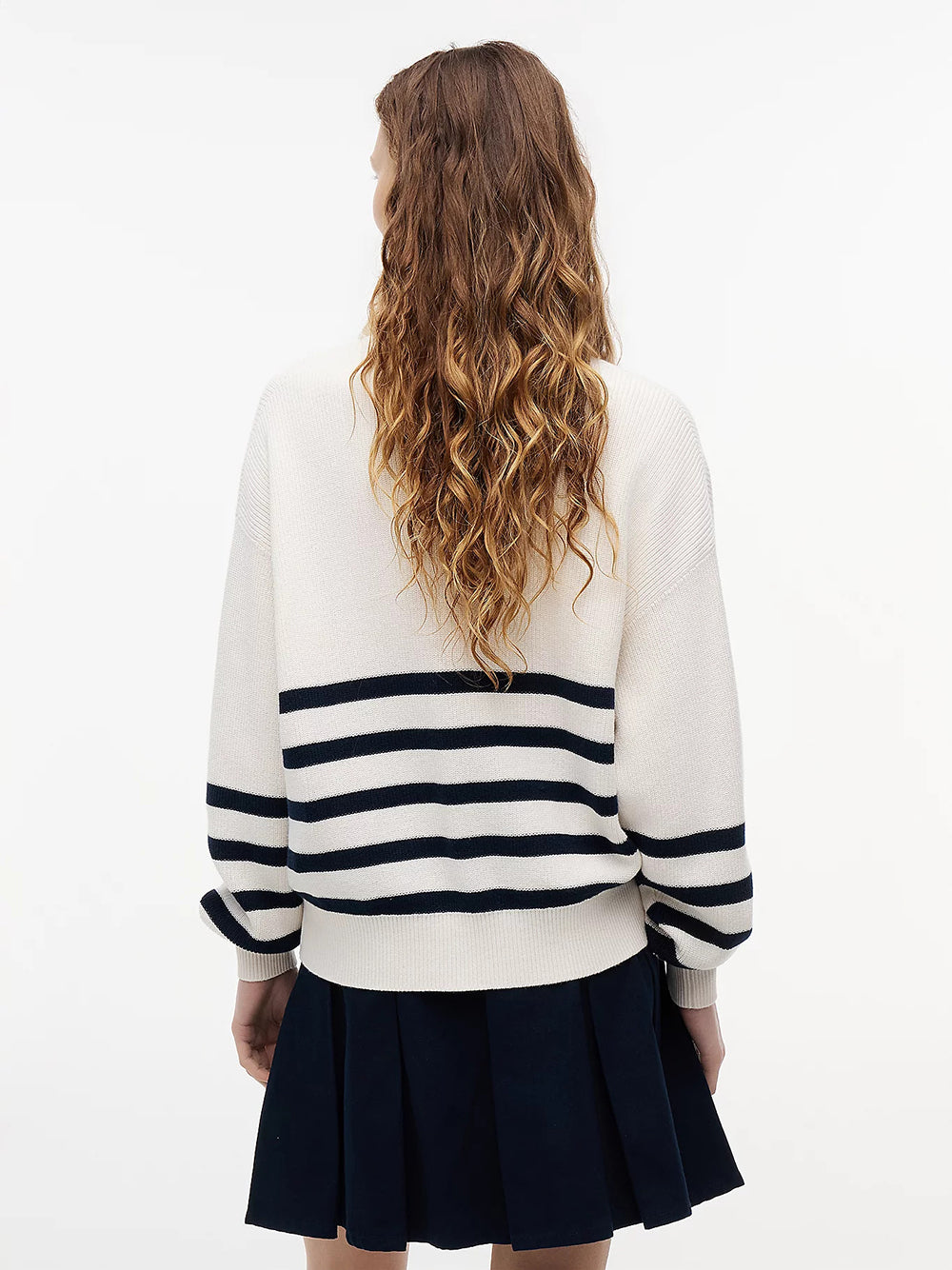 סווטשירט טומי הילפיגר Badge Stripe Quarter-Zip Jumper נשים