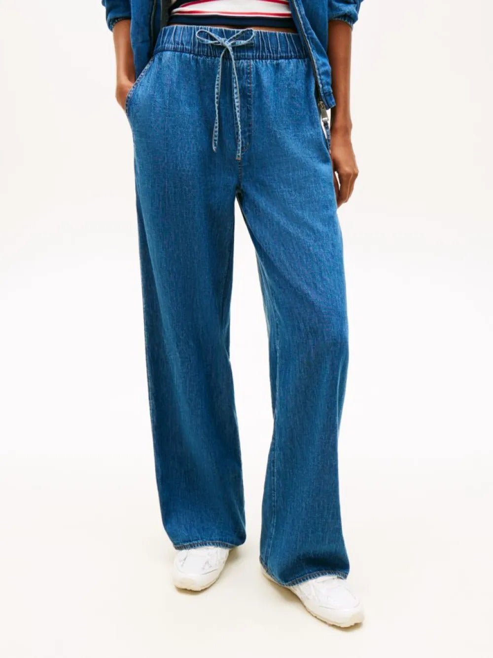ג'ינס טומי הילפיגר Chambray Denim Loose Drawstring Trousers נשים