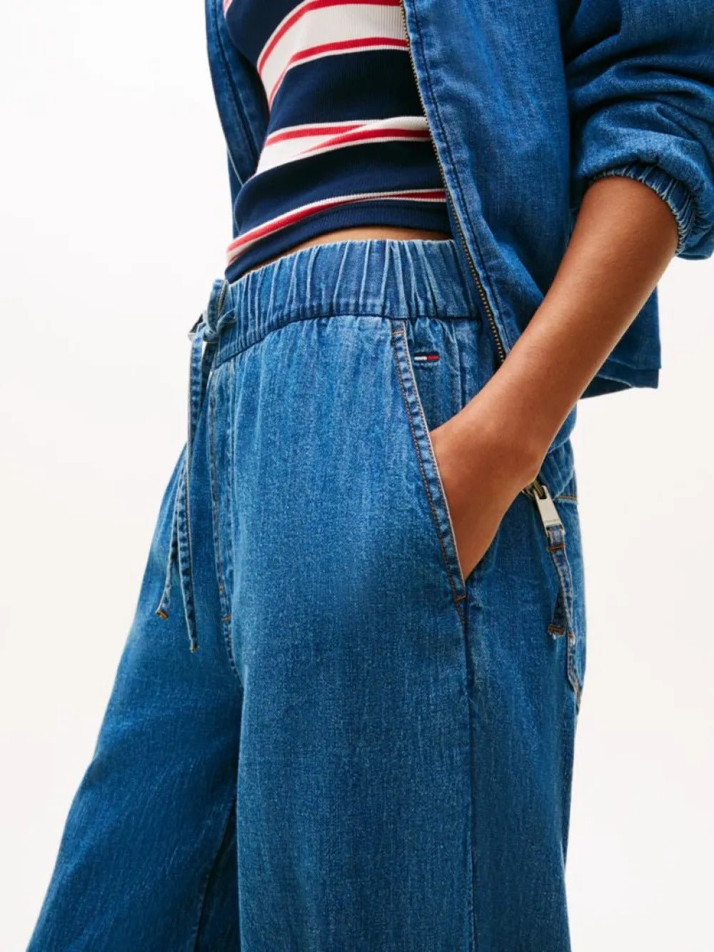 ג'ינס טומי הילפיגר Chambray Denim Loose Drawstring Trousers נשים
