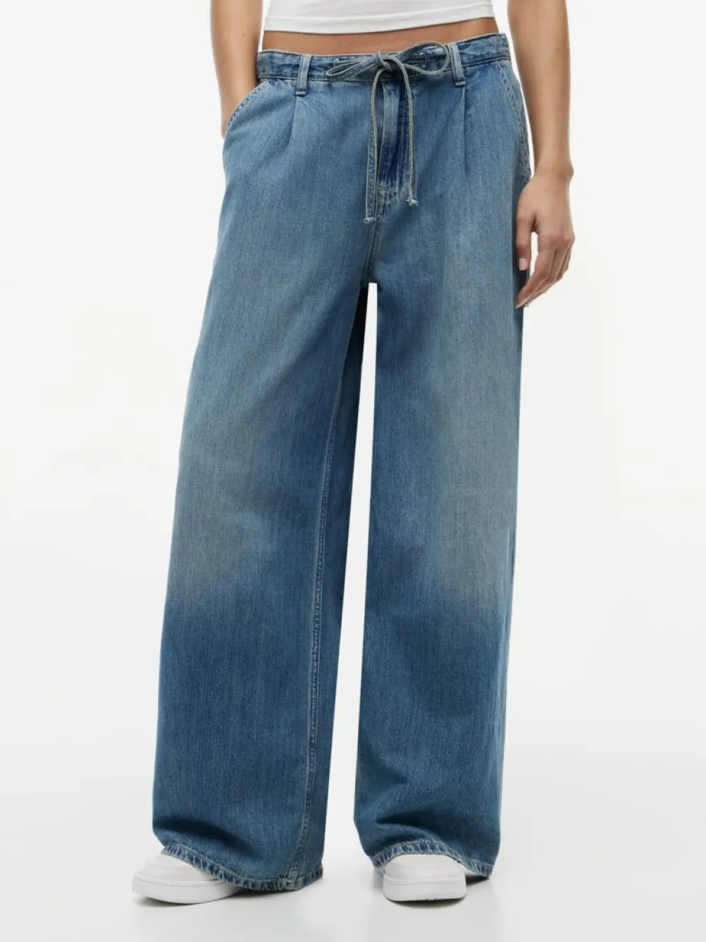 ג'ינס טומי הילפיגר Drawstring Loose Wide Leg Jeans With Linen נשים