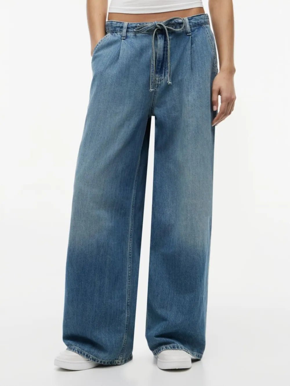 ג'ינס טומי הילפיגר Drawstring Loose Wide Leg Jeans With Linen נשים