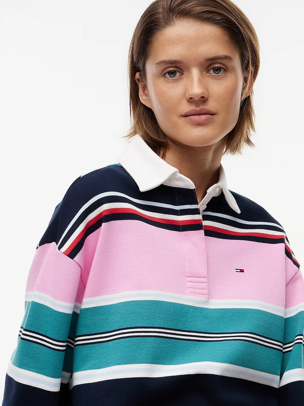 סווטשירט טומי הילפיגר Mixed Stripe Relaxed Rugby נשים