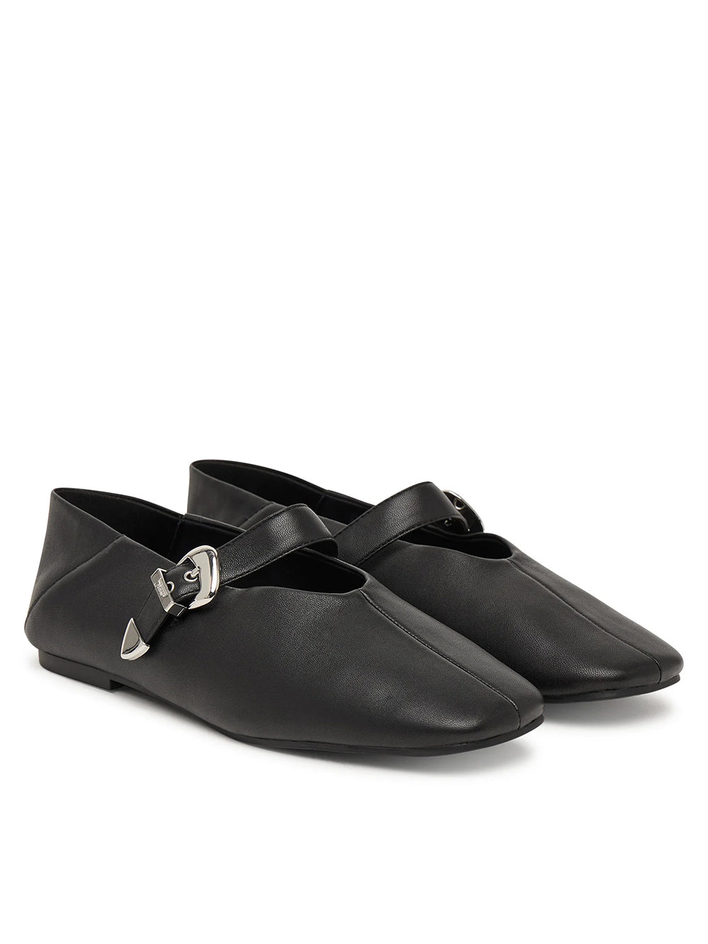 נעלי טומי הילפיגר Suede Buckle Square Toe Ballerinas נשים