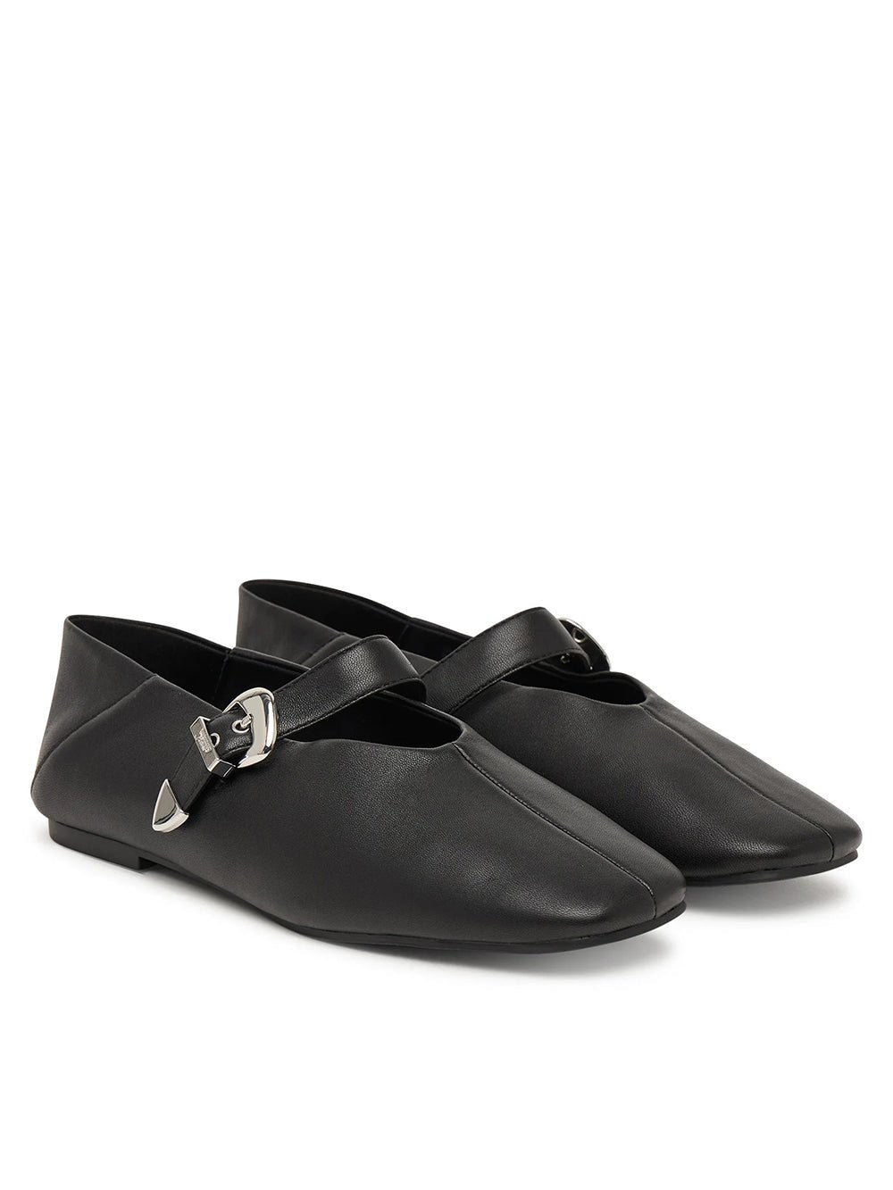 נעלי טומי הילפיגר Suede Buckle Square Toe Ballerinas נשים