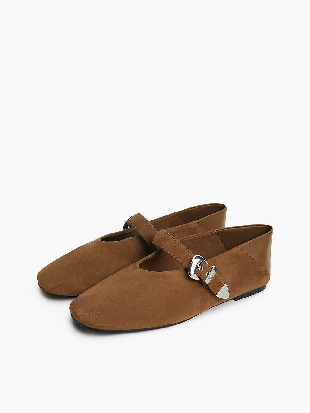 נעלי טומי הילפיגר Suede Buckle Square Toe Ballerinas נשים