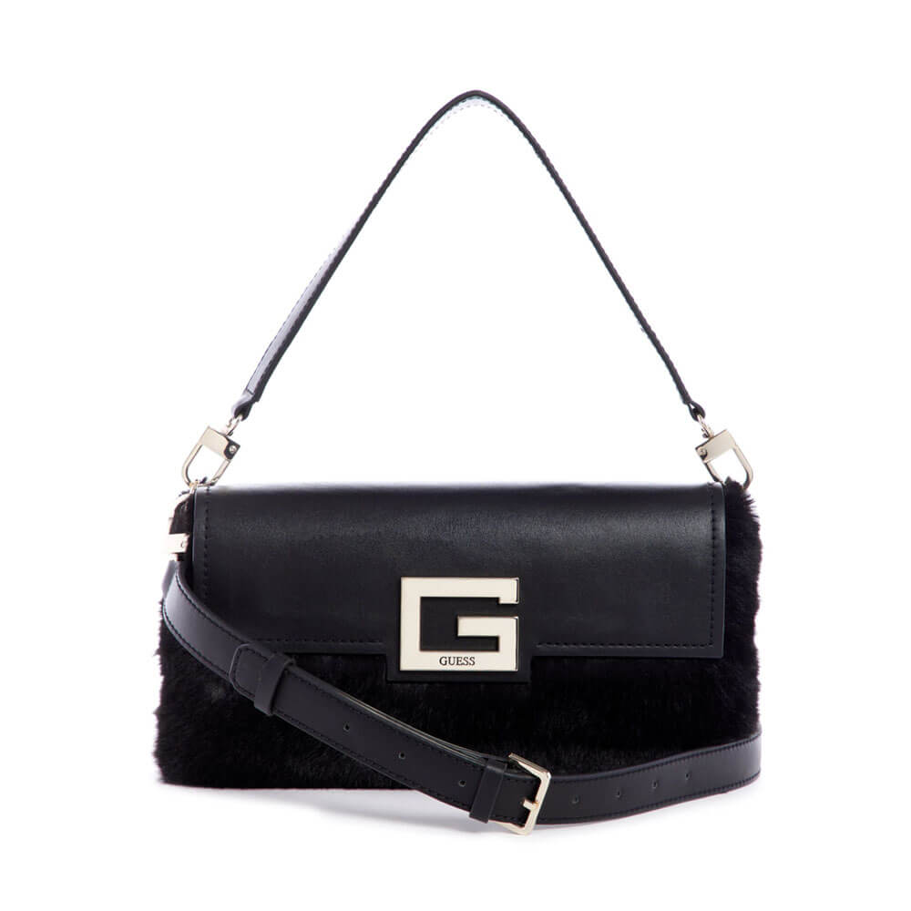 תיק צד Guess נשים Brightside Faux-Fur Shoulder Bag