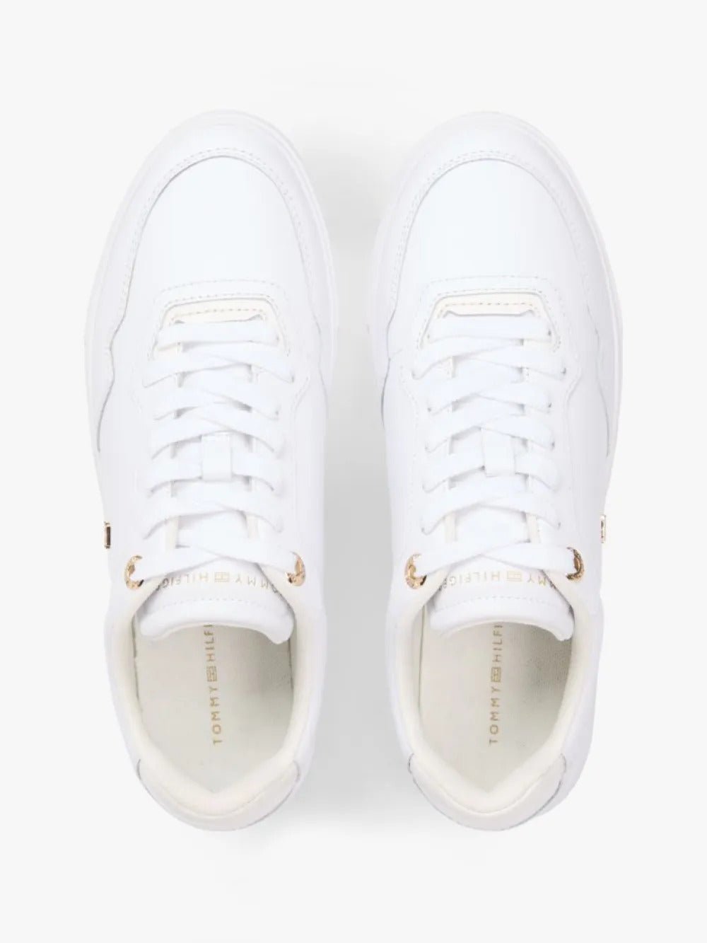 נעלי טומי הילפיגר Leather Mixed Texture Cupsole Trainers נשים