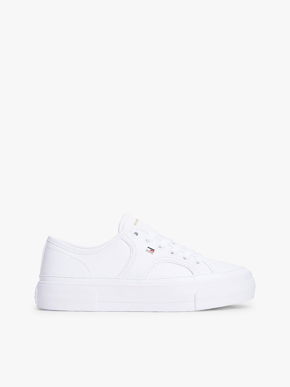 נעלי טומי הילפיגר Logo Pebble Grain Leather Platform נשים